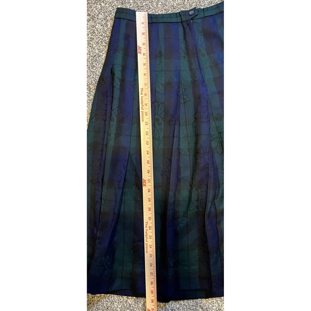 Vintage Pendleton Skirt Womens Petite 12 Green Striped Wool Pleated Midi USA - Picture 8 of 12